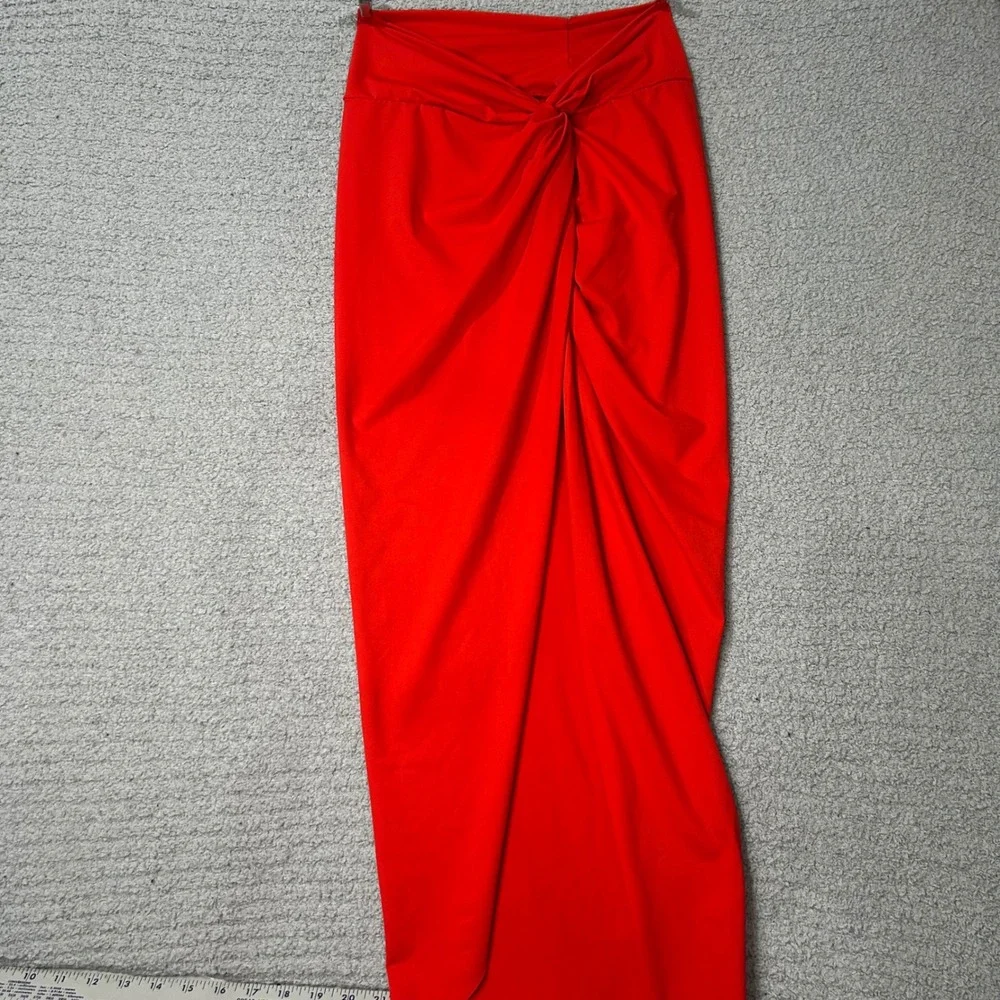 SKIMS Swim Sarong Skirt Twist Front XS Red Resort Beach Coverup